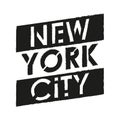 New York City typography modern text with grunge texture. NYC T-Shirt graphic, fashion, poster, jersey, emblem, badge design.